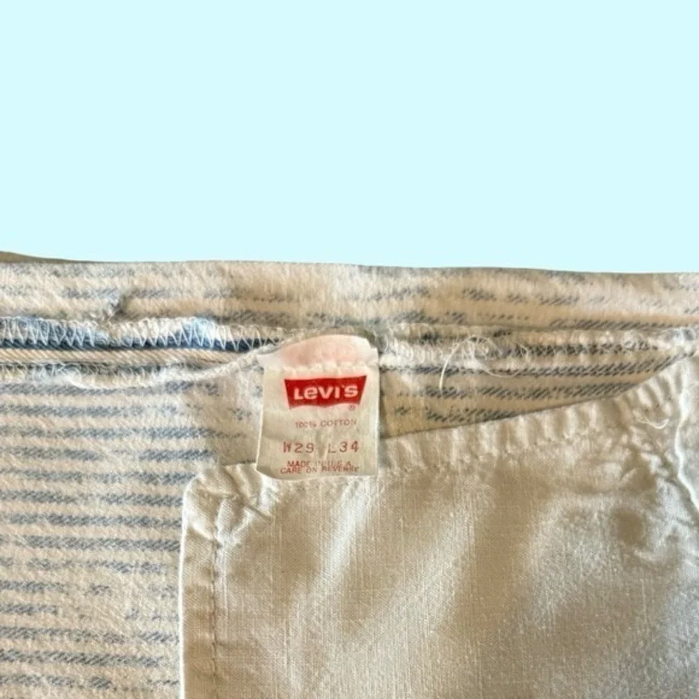 Levis 501 Vintage 80s 29x34 Striped Ghost Wash High Waisted USA